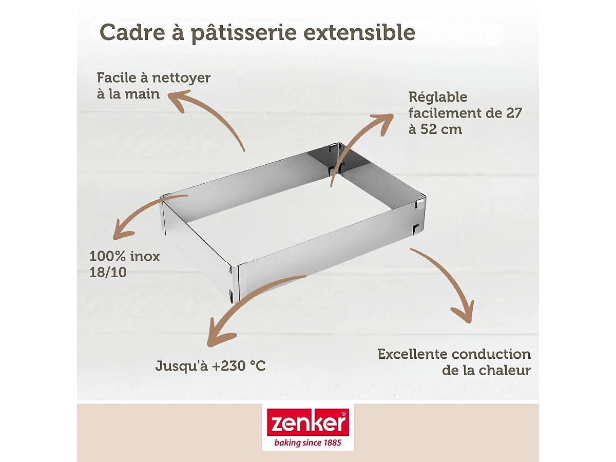 Cadre à gâteau réglable 27 à 52 cm Zenker Smart Pastry