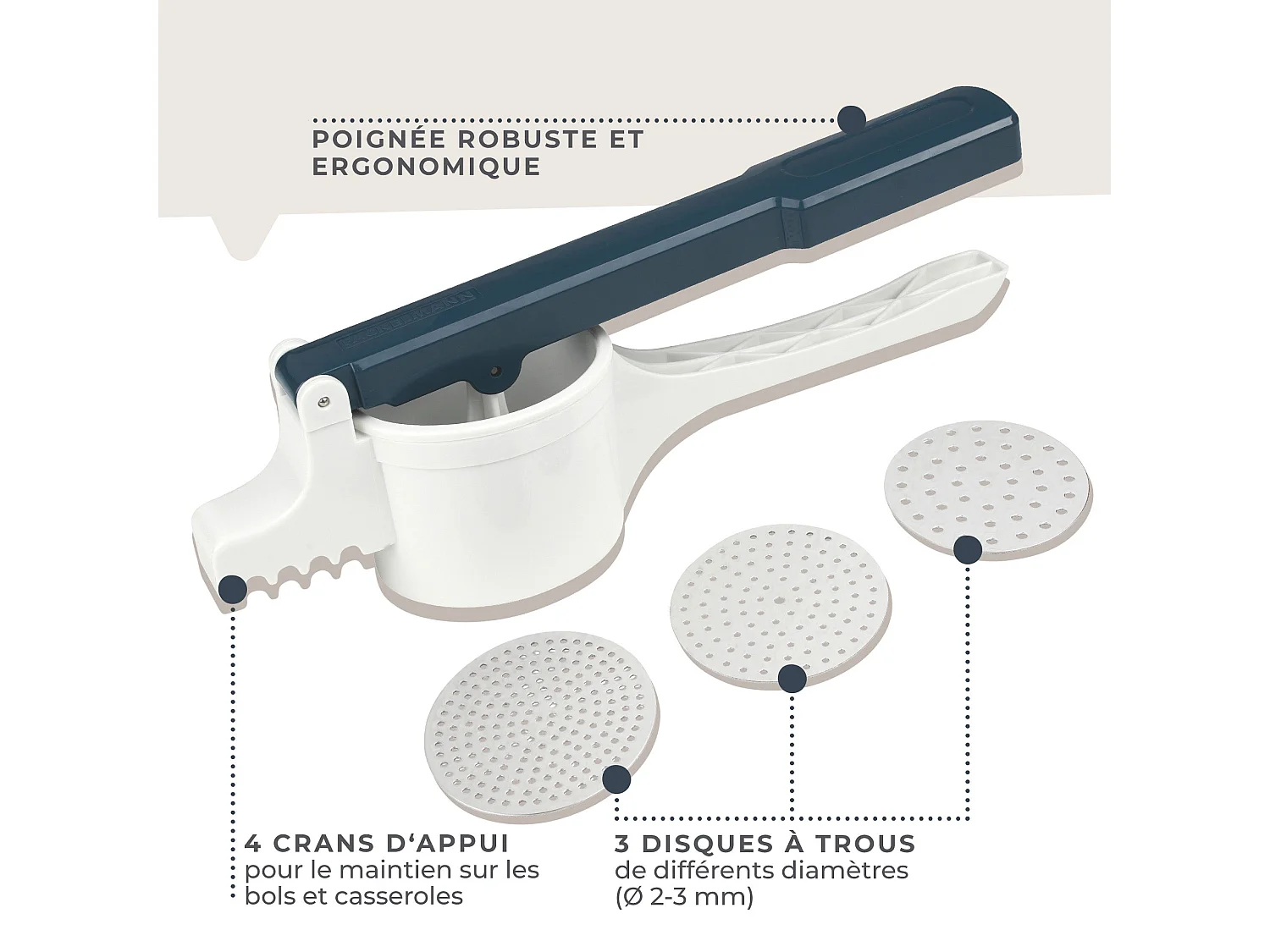 Presse purée et spaetzle manuel Fackelmann Easy Prepare