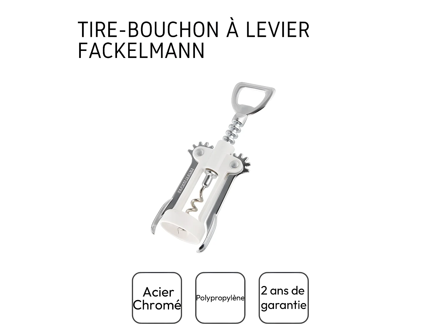 Tire-bouchon à levier blanc avec décapsuleur Fackelmann Bar Concept