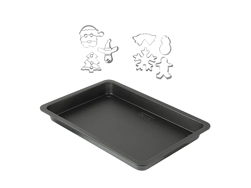 Plaque de cuisson four de 42 x 29 cm et 7 emporte-pièces de Noël inox Zenker Noël