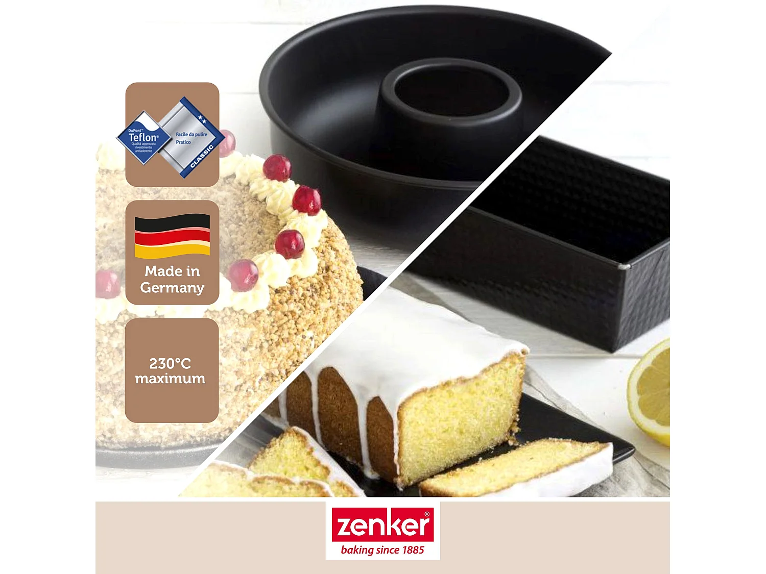 Set de moule à cakes 30,5 x 11,5 cm et moule à savarins 28 cm Zenker Black Metallic