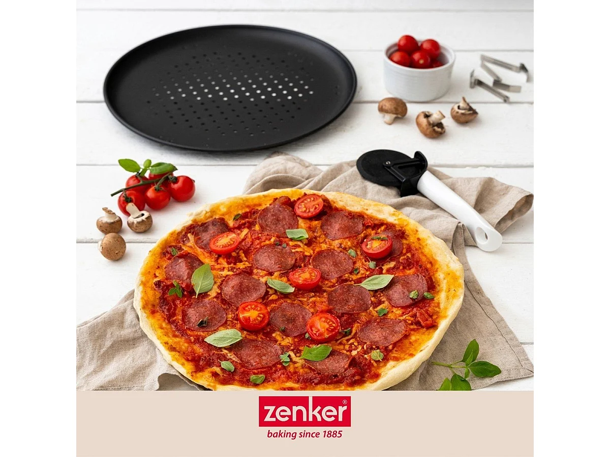 Set de 2 plaques à pizza 32 cm et une roulette à pizza Zenker Special Countries
