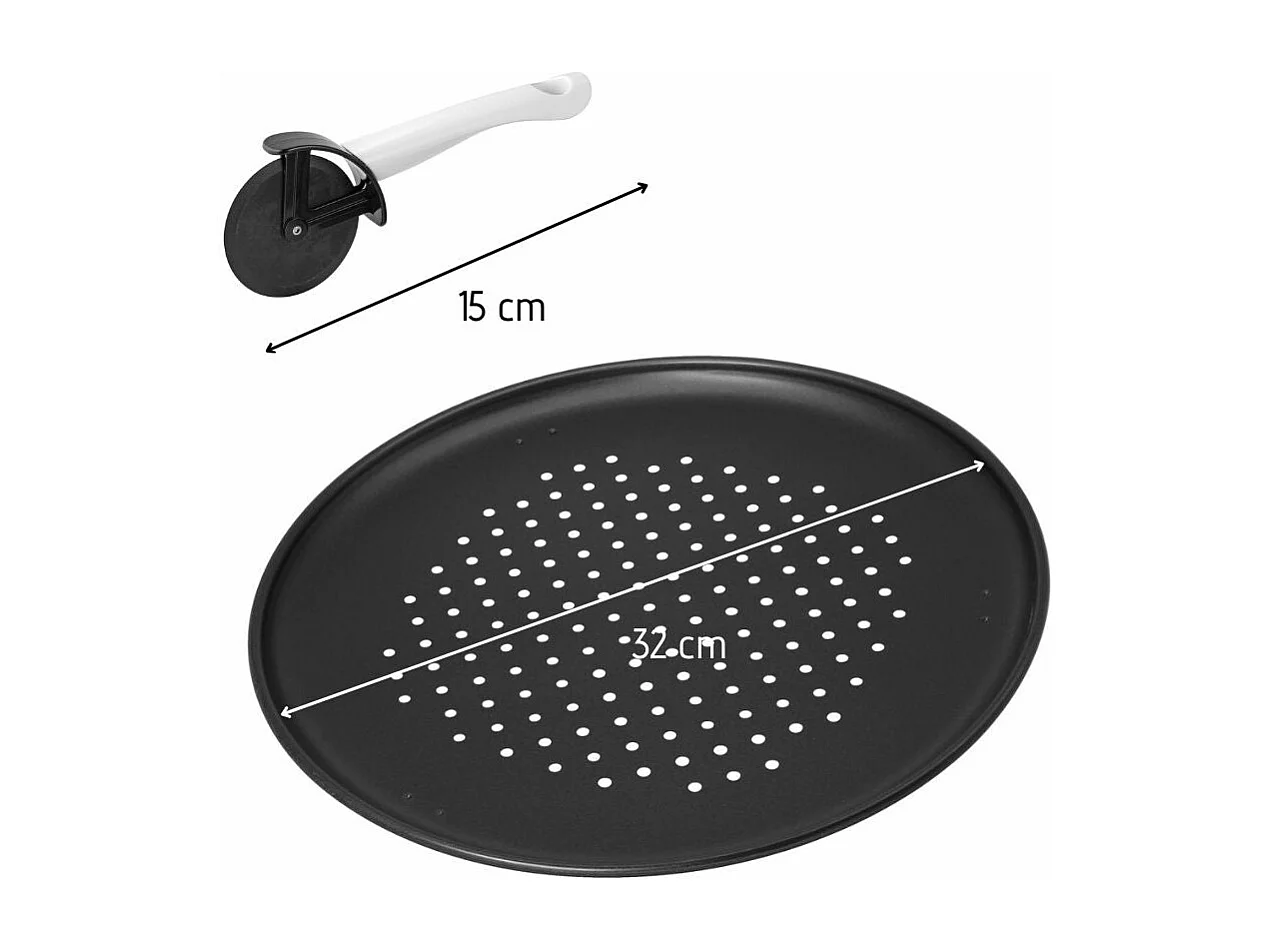 Set de 2 plaques à pizza 32 cm et une roulette à pizza Zenker Special Countries