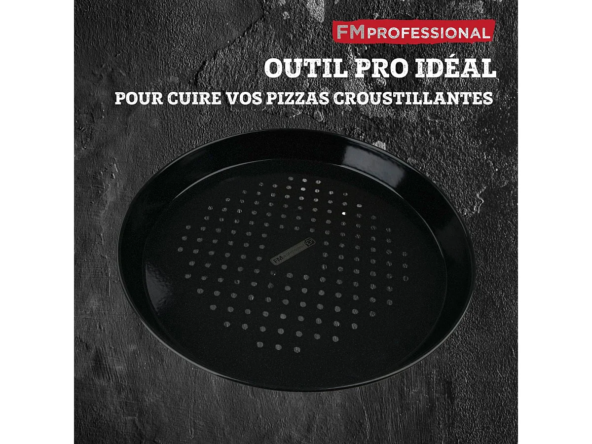 Plaque à pizza perforée ronde four et barbecue 32 cm FM Professional Barbecue