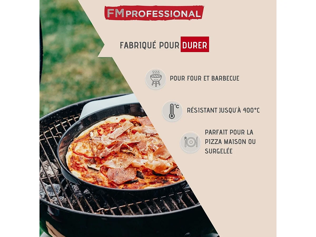 Plaque à pizza perforée ronde four et barbecue 32 cm FM Professional Barbecue