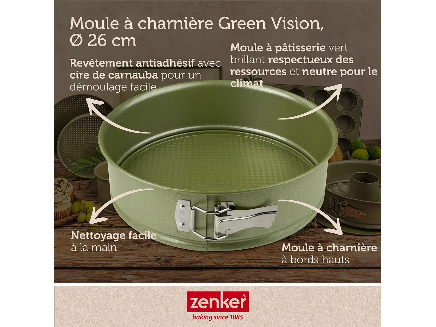 Moule à manqué à charnière 26 cm Zenker Green Vision