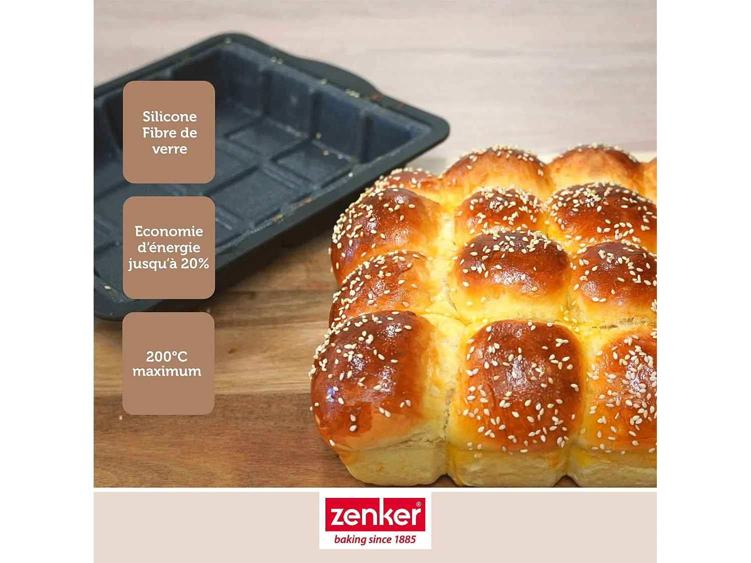 Moule à gâteaux en forme de tablette de chocolat 22 x 24 cm Zenker Silicone fibre de verre