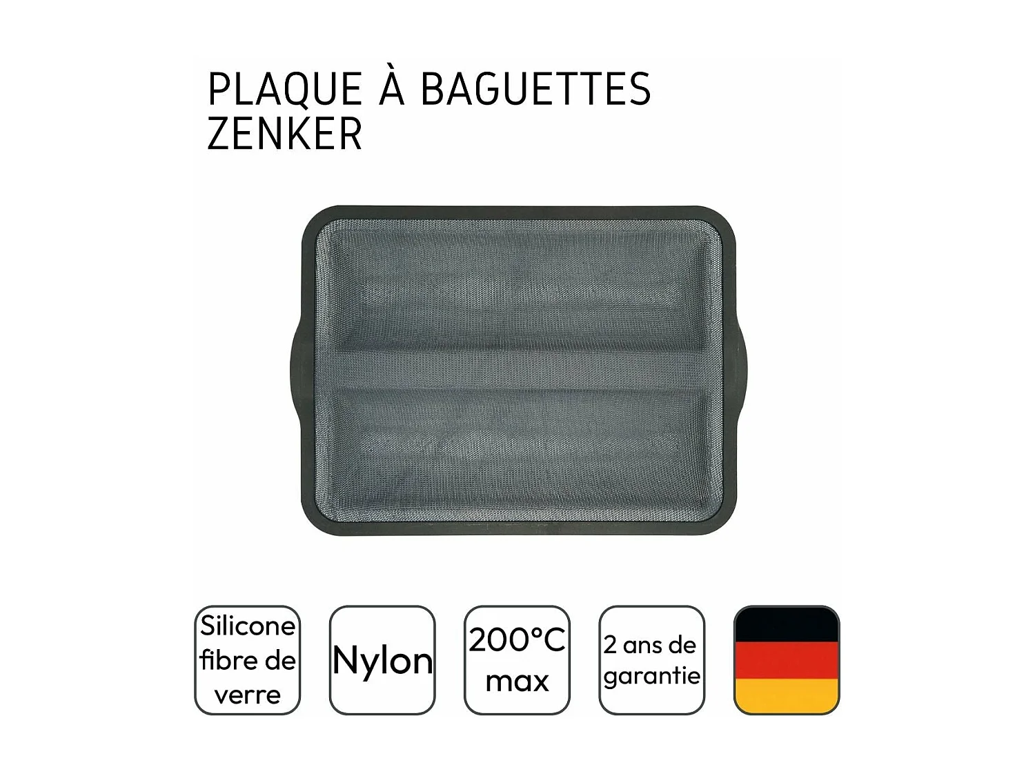 Moule à baguettes de pain 36 x 26 cm Zenker Silicone fibre de verre