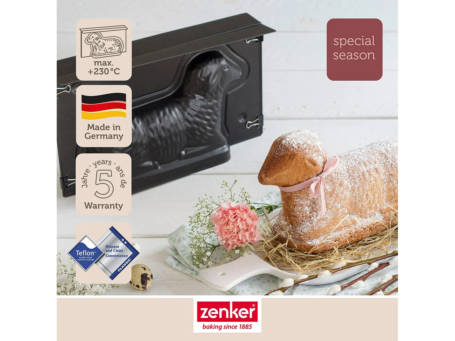 Moule à gâteau 3D en forme d'agneau pascal Zenker Special Season