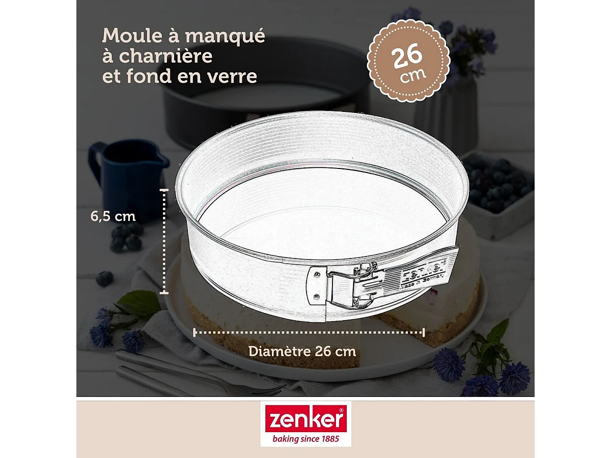 Moule à manqué à charnière fond en verre 26 cm Zenker Energy