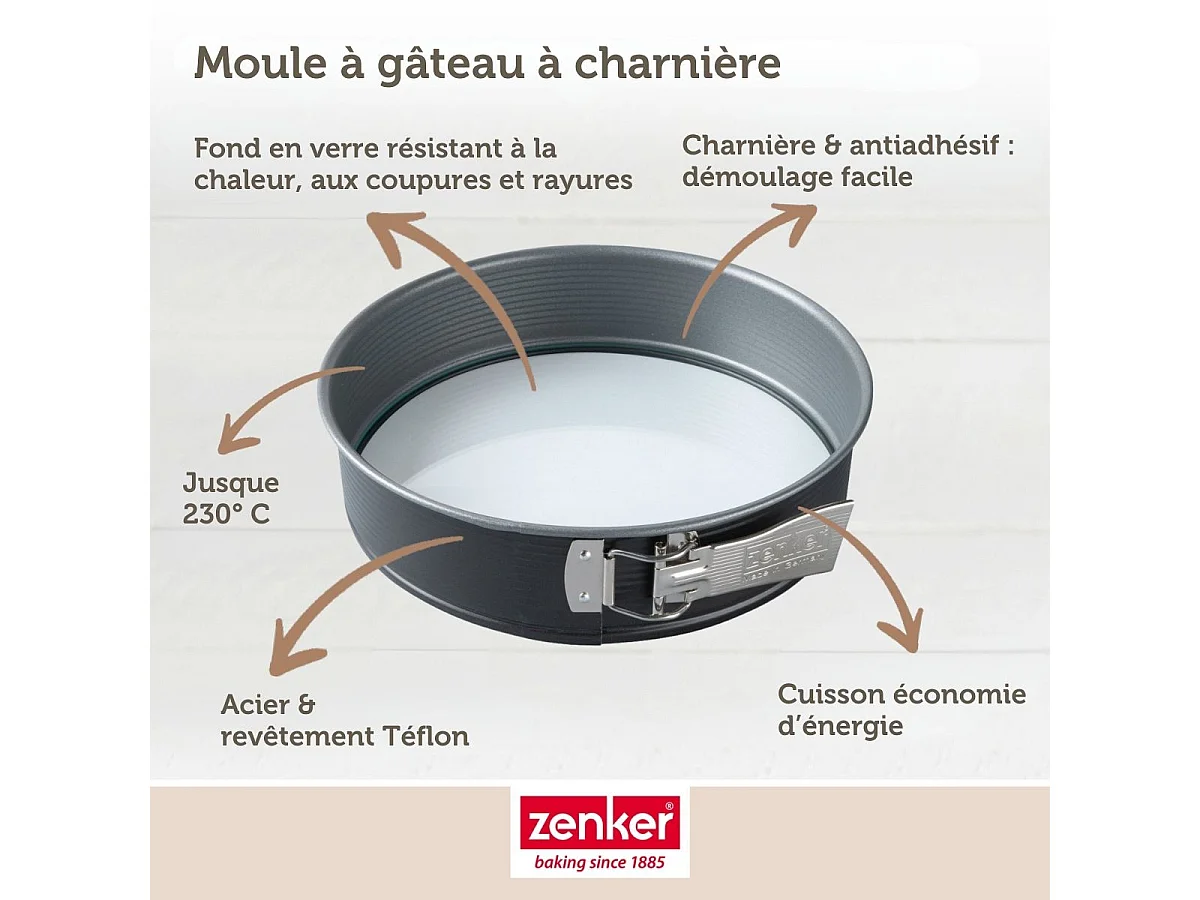Moule à manqué à charnière fond en verre 26 cm Zenker Energy