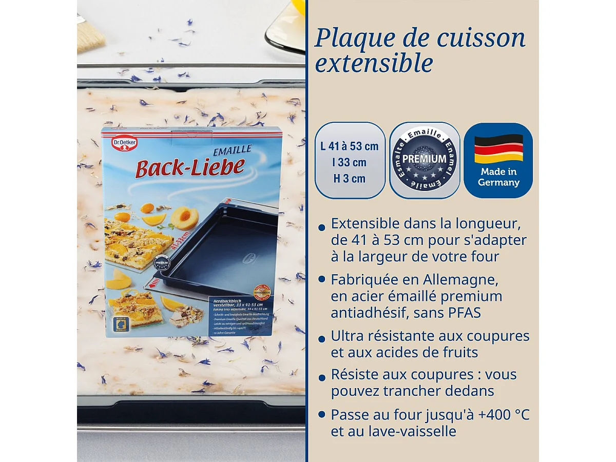 Plaque four extensible 41-53 x 33 cm Dr Oetker Back Liebe
