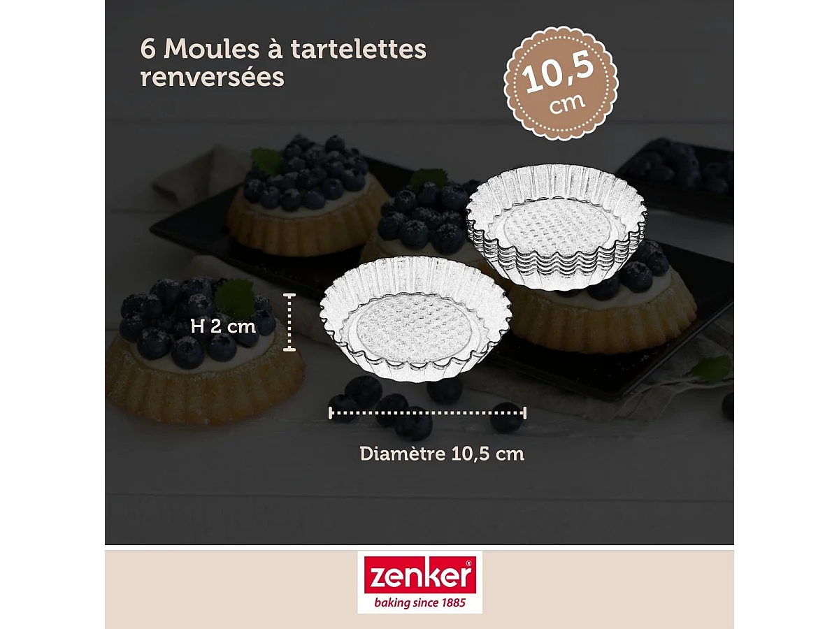 Lot de 6 moules à tartelettes 10 cm Zenker Black Metallic