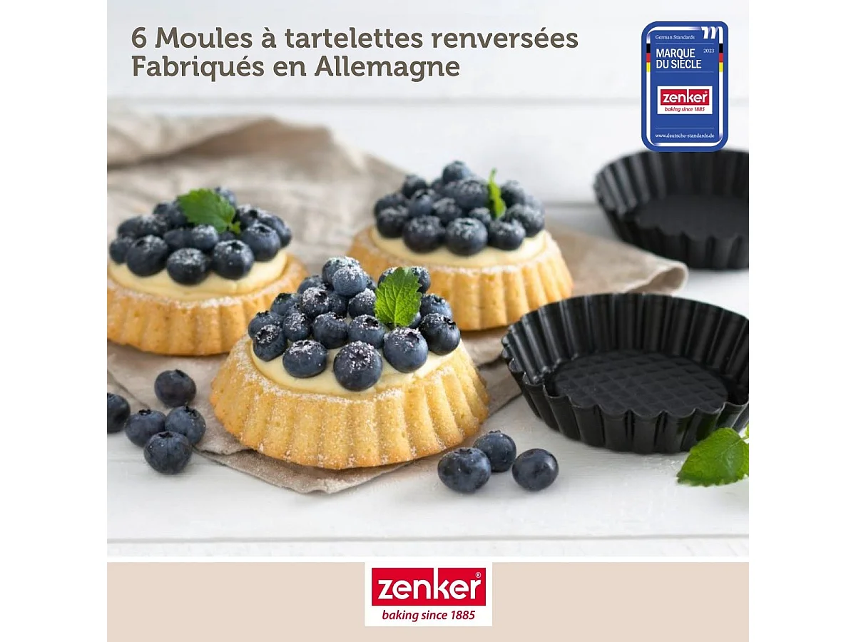 Lot de 6 moules à tartelettes 10 cm Zenker Black Metallic
