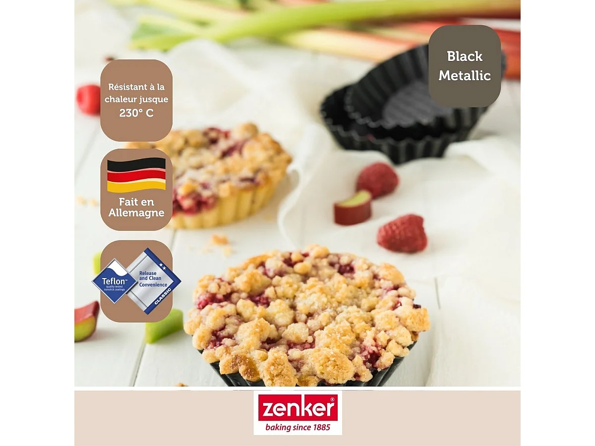 Lot de 6 moules à tartelettes 10 cm Zenker Black Metallic