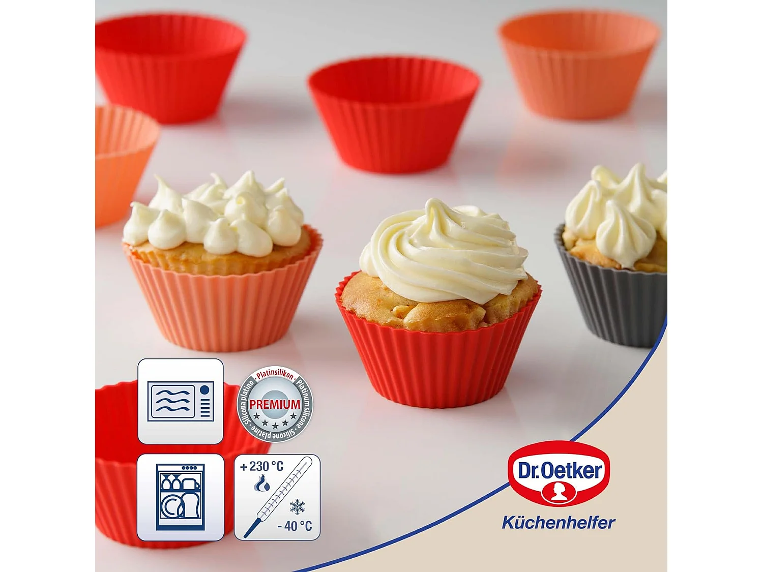 Lot de 12 caissettes muffins en silicone 7 cm Dr. Oetker Flexxibel Love