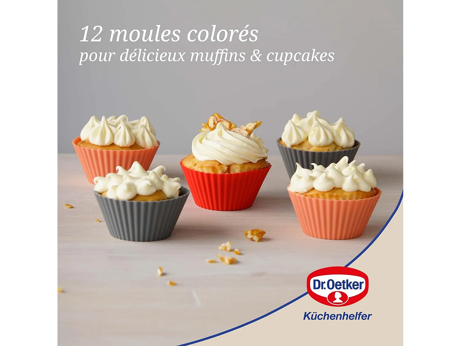 Lot de 12 caissettes muffins en silicone 7 cm Dr. Oetker Flexxibel Love