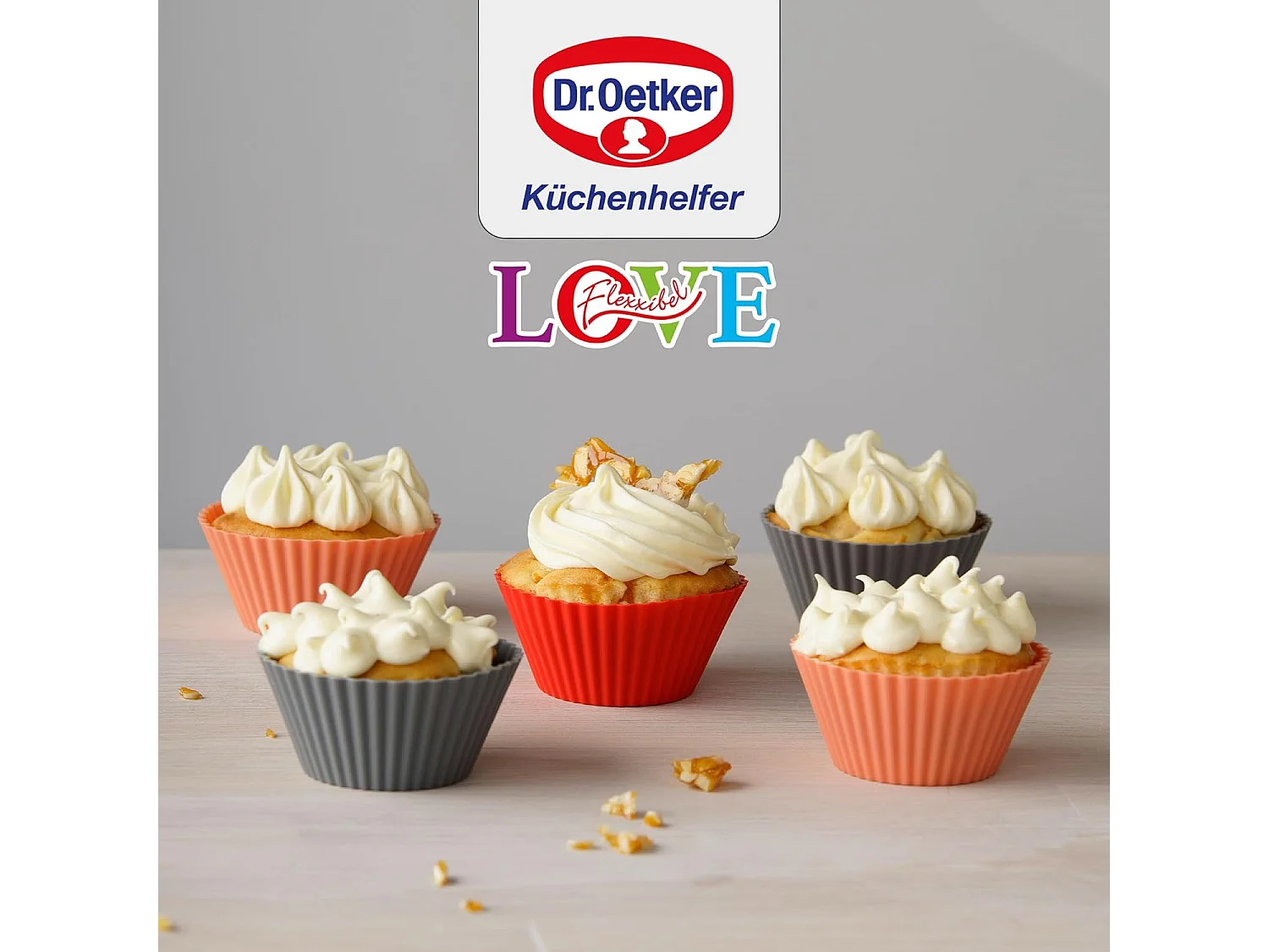 Lot de 12 caissettes muffins en silicone 7 cm Dr. Oetker Flexxibel Love