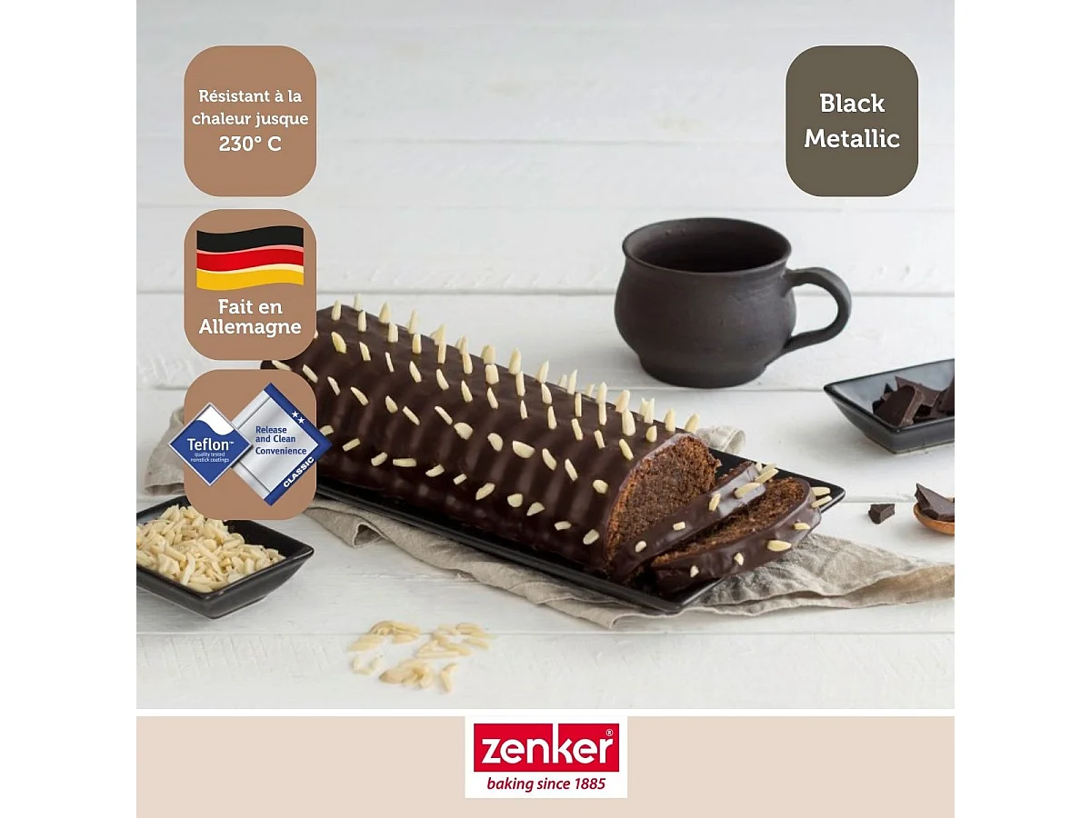 Moule à bûche de Noël 32 x 12,5 cm Zenker Black Metallic