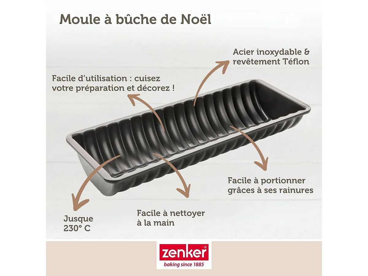 Moule à bûche de Noël 32 x 12,5 cm Zenker Black Metallic