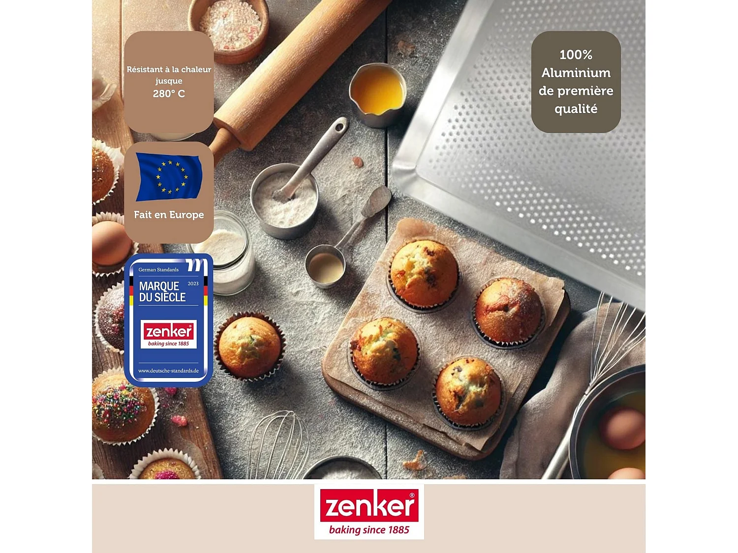 Plaque à pâtisserie perforée 40 x 30 cm en alu 18/10 Zenker Special Cooking