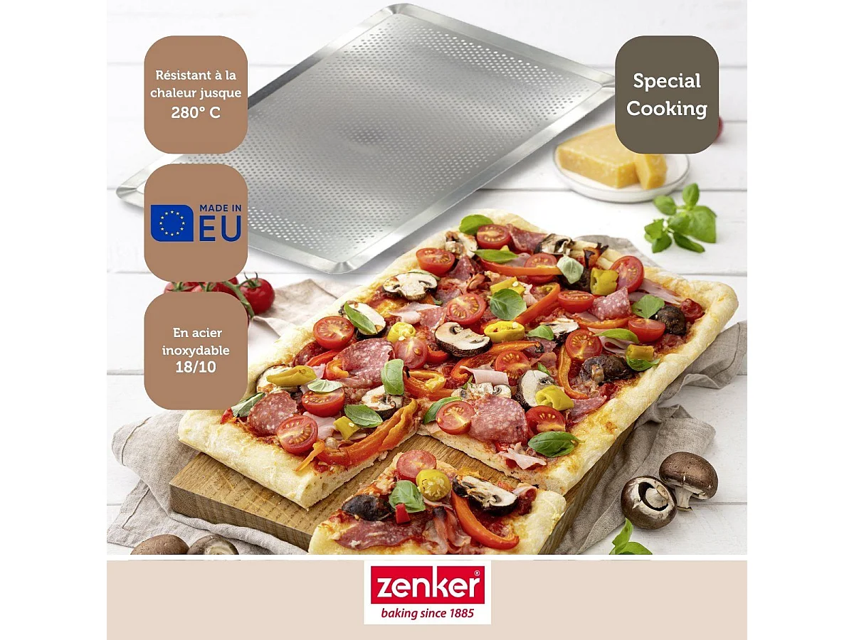 Plaque à pâtisserie perforée 40 x 30 cm en alu 18/10 Zenker Special Cooking