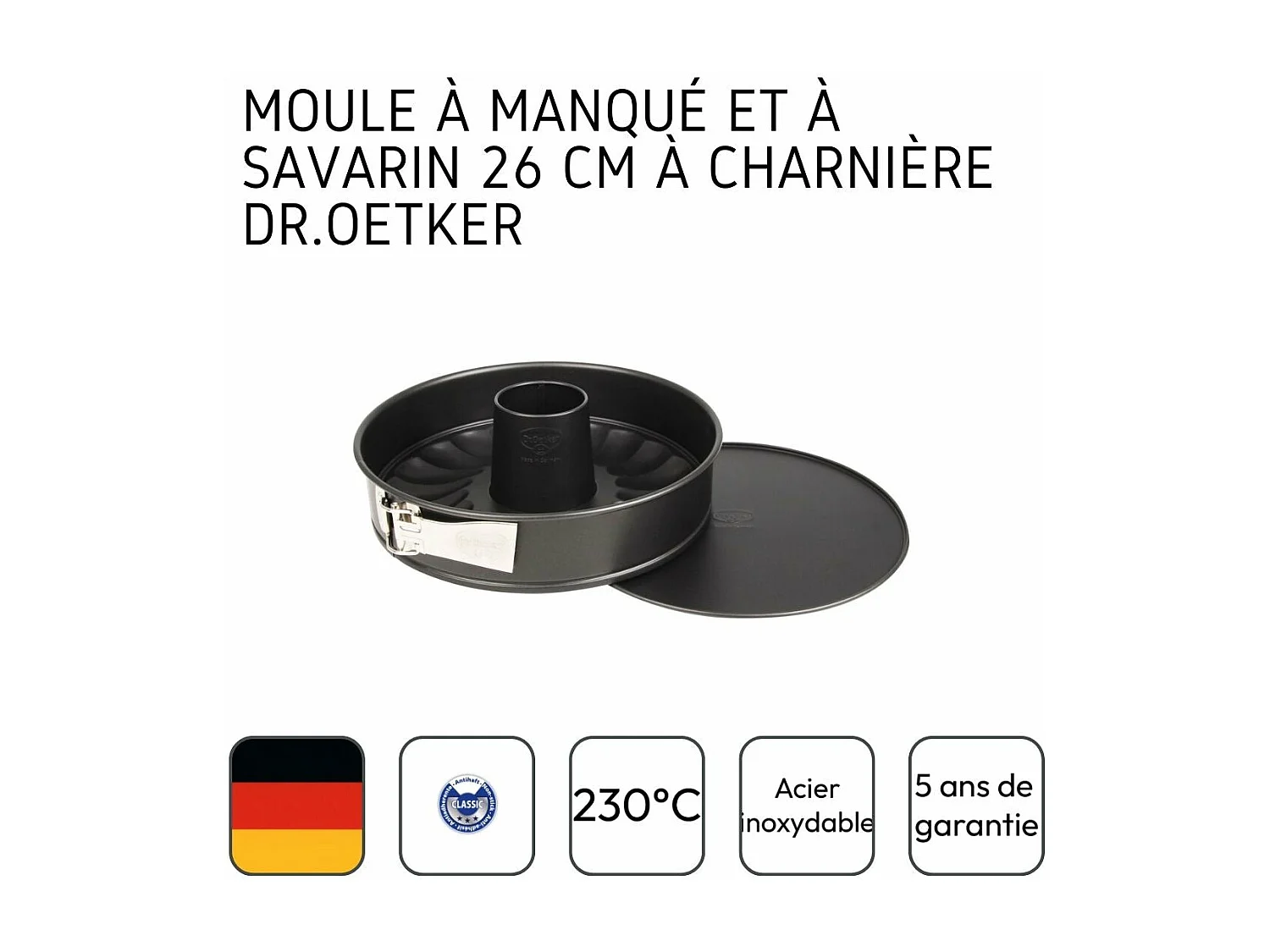 Moule à manqué et à savarin double fond 26 cm Dr.Oetker Tradition