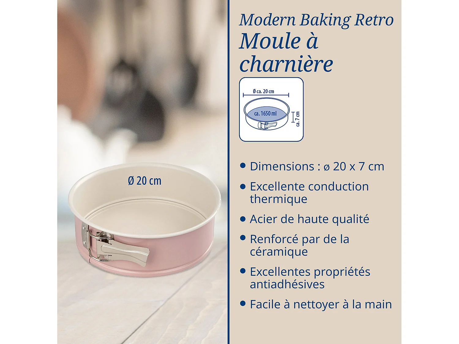 Moule à manqué à charnière 20 cm Dr. Oetker Rétro