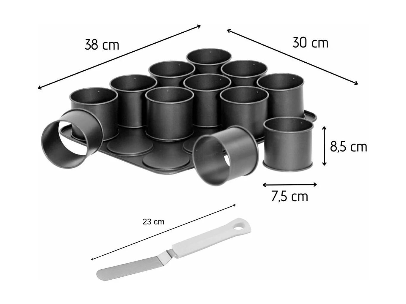 Plaque à pâtisserie mini gâteaux et spatule à glacer Zenker Black Metallic