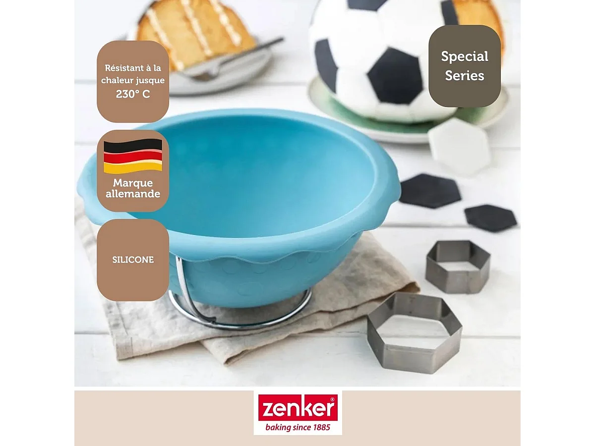 Moule demi sphère pour gâteau ballon de foot 18 cm Zenker Spécial Football