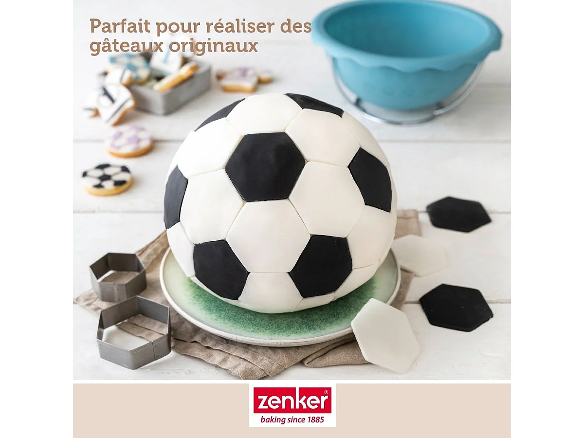 Moule demi sphère pour gâteau ballon de foot 18 cm Zenker Spécial Football