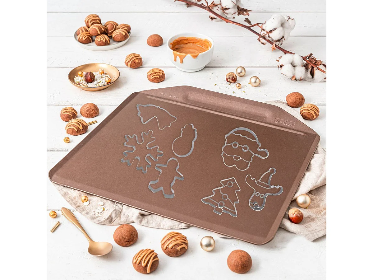 Plaque de cuisson au four sans rebords et 7 emporte-pièces de Noël Zenker Noël