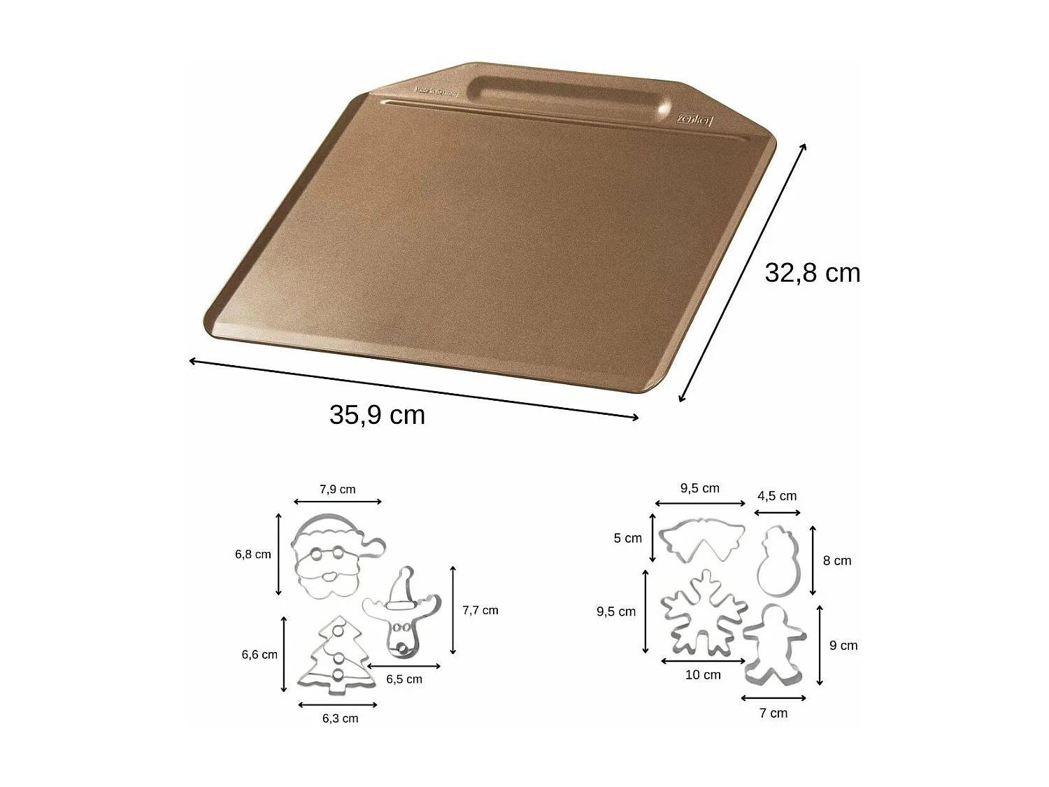 Plaque de cuisson au four sans rebords et 7 emporte-pièces de Noël Zenker Noël