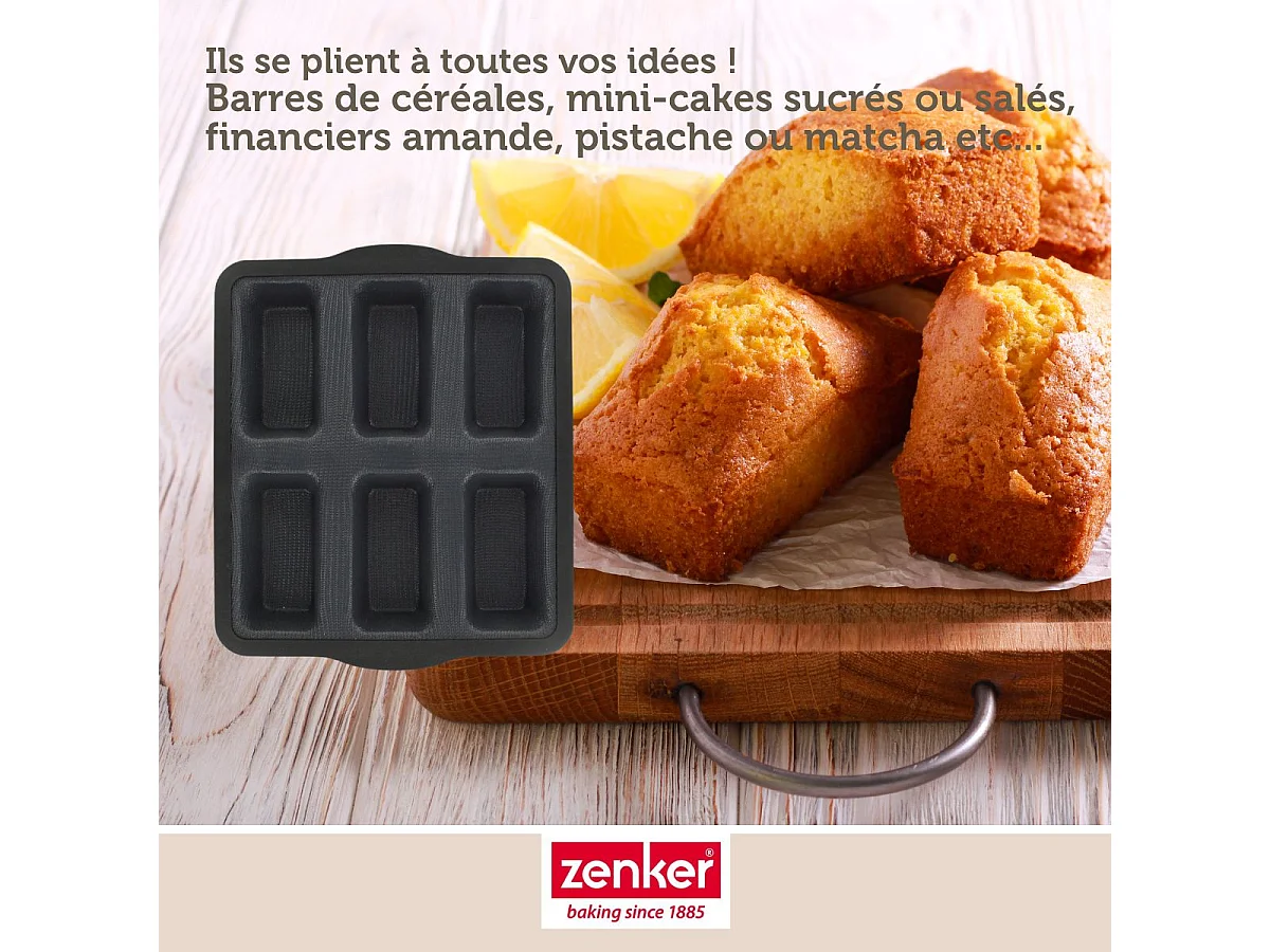 Moule 6 financiers 26 x 22 cm Zenker Silicone fibre de verre