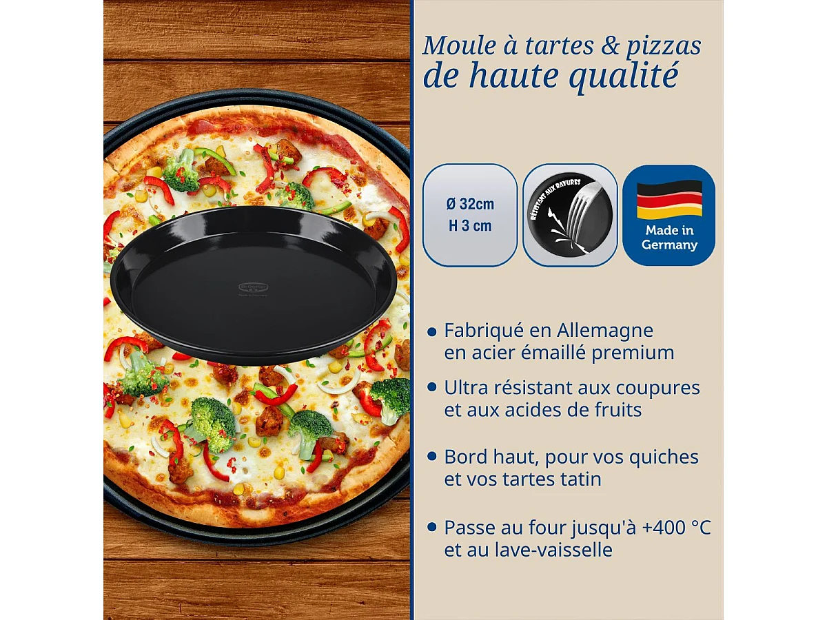 Plat à four pour tartes et pizzas 32 cm Dr.Oetker Tradition