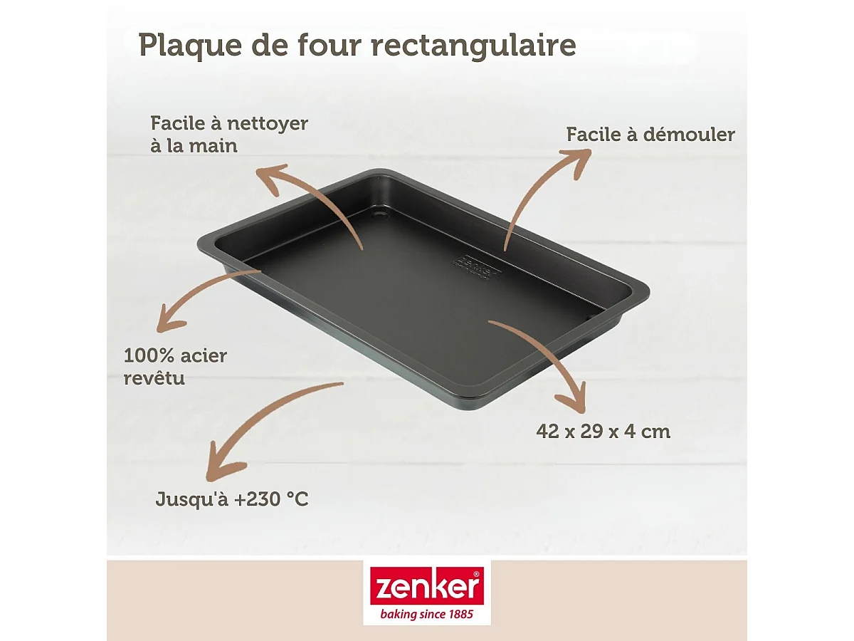 Plaque de four rectangulaire 42 x 29 cm Zenker Black Metallic