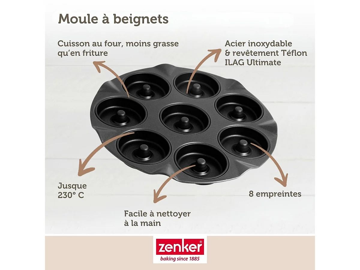 Moule pour 8 beignets au four 33 Zenker Black Metallic