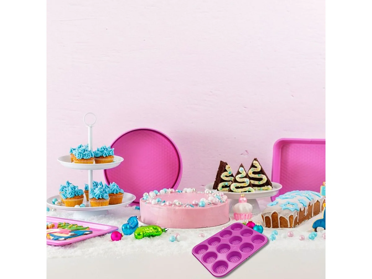 Ensemble de 4 moules fuchsia de 23 à 38 cm Tasty Pâtisserie