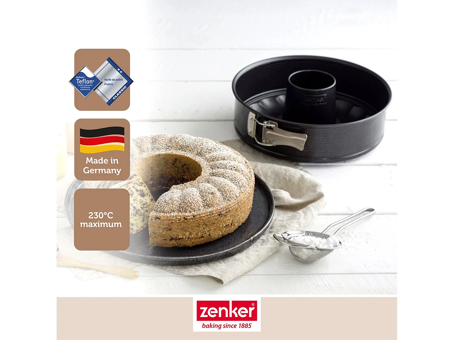 Moule à manqué et savarin double fond 28 cm Zenker Black Metallic