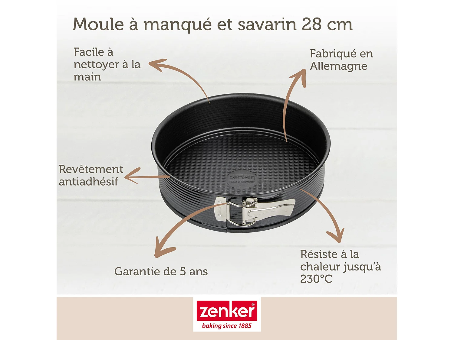 Moule à manqué et savarin double fond 28 cm Zenker Black Metallic