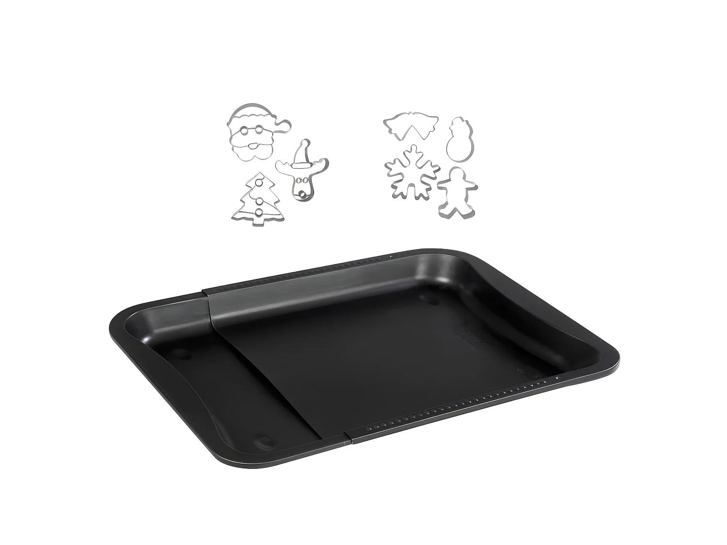 Plaque de four extensible de 35-52 x 32 cm et 7 emporte-pièces de Noël en inox Zenker Noël