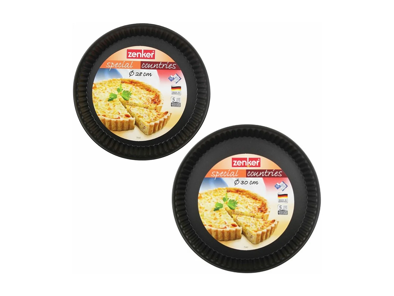 Set de 2 moules à tartes ou quiches de 28 cm et 30 cm Zenker Spécial Countries