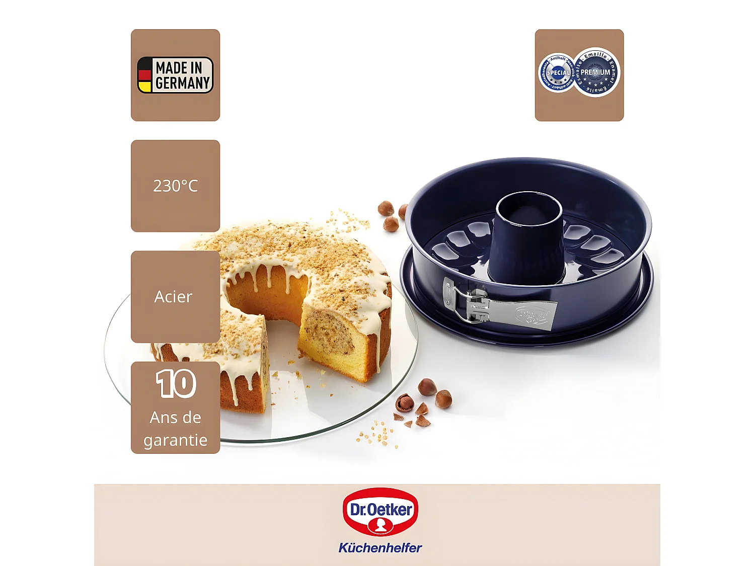 Moule à manqué à charnière avec fond à savarin 26 cm Dr Oetker Back Liebe
