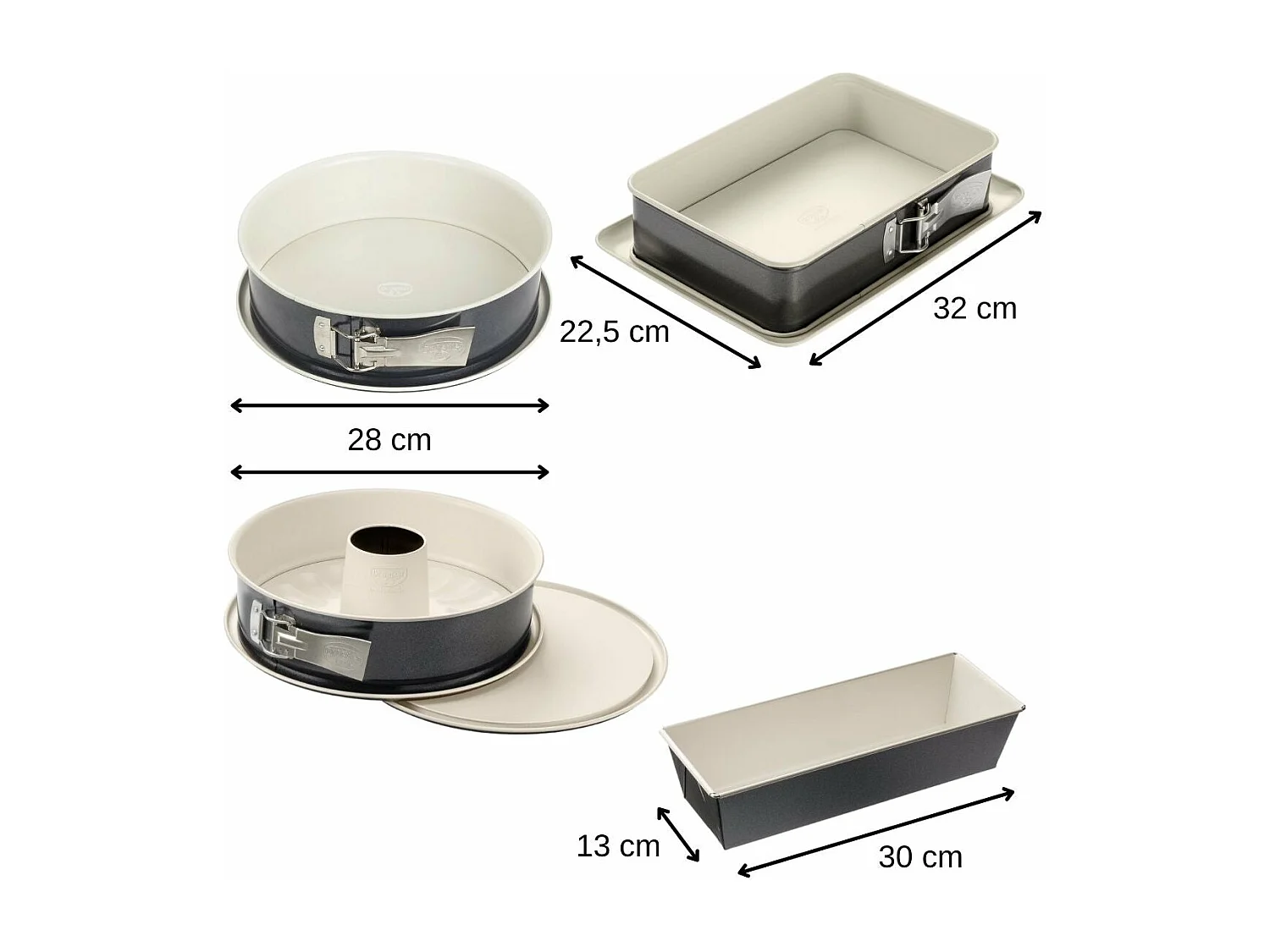 Ensemble de 4 moules à gâteaux de formes différentes de 28 à 32 cm Dr.Oetker Back-Trend