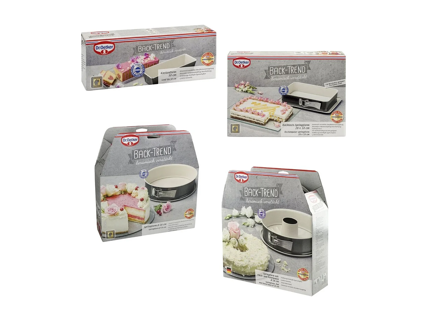 Ensemble de 4 moules à gâteaux de formes différentes de 28 à 32 cm Dr.Oetker Back-Trend