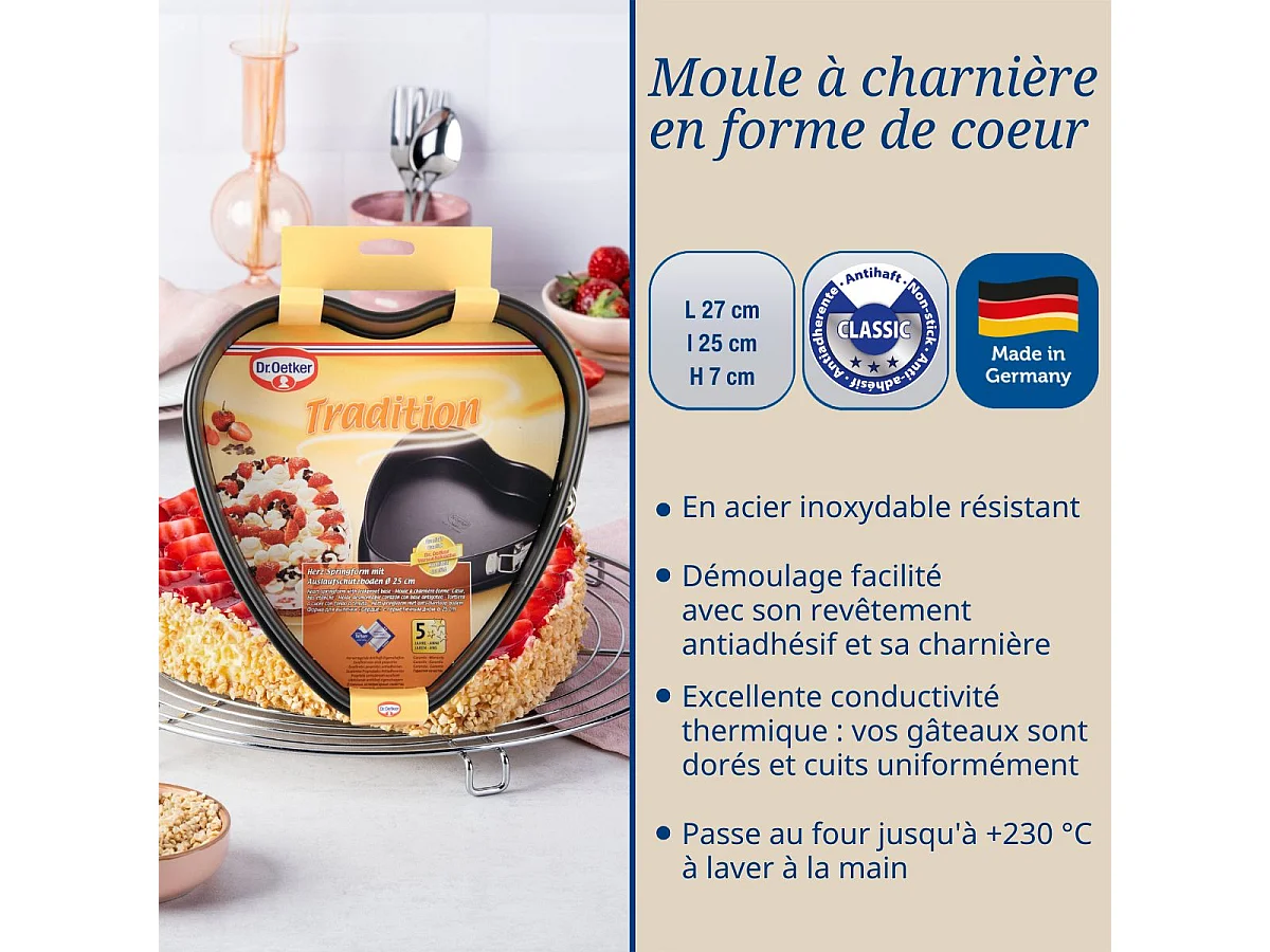 Moule à charnière en forme de cœur 25 cm Dr. Oetker