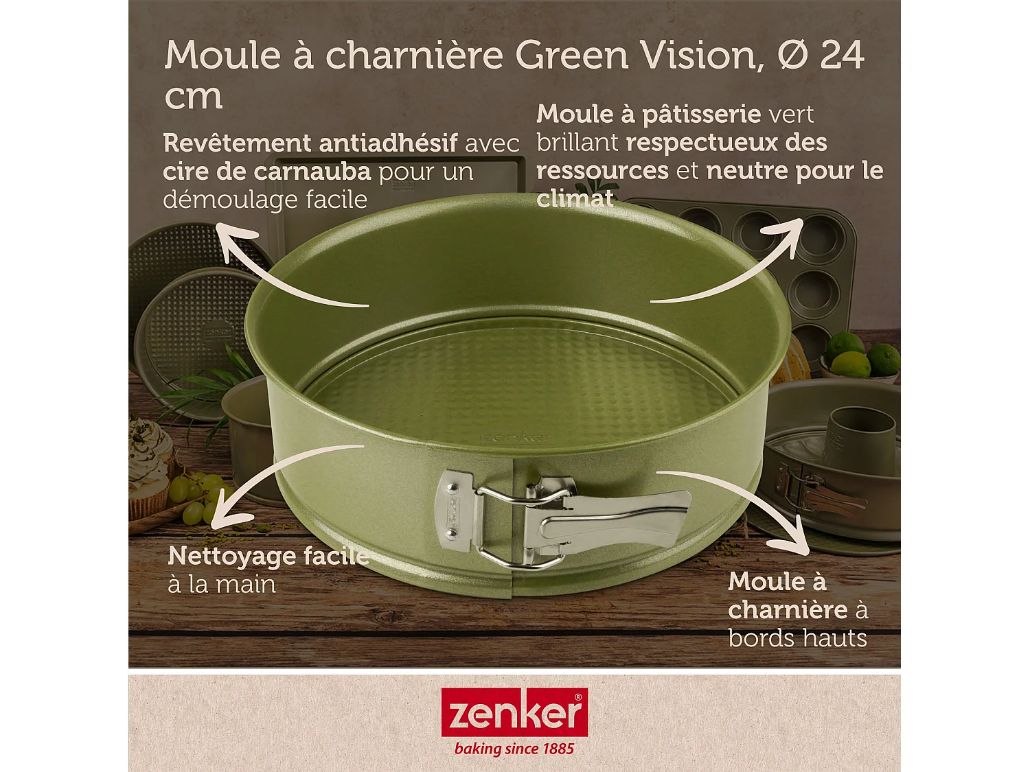 Moule à manqué à charnière 24 cm Zenker Green Vision