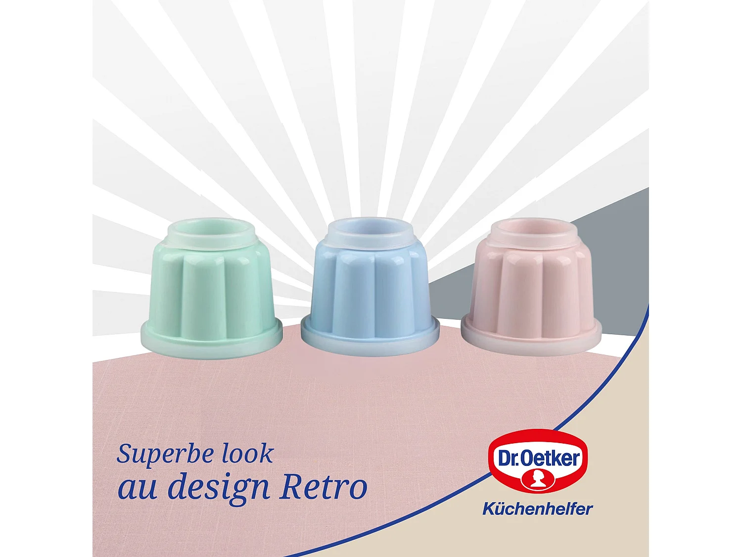 Lot de 6 moules à flans avec couvercle 6,3 x 7,5 cm Dr. Oetker Rétro