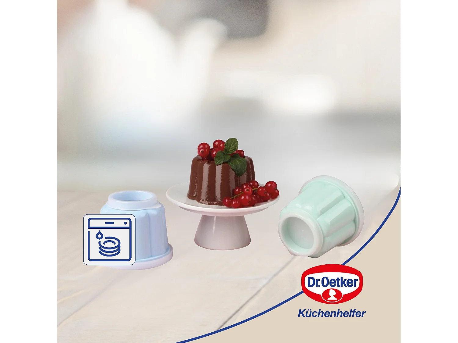 Lot de 6 moules à flans avec couvercle 6,3 x 7,5 cm Dr. Oetker Rétro