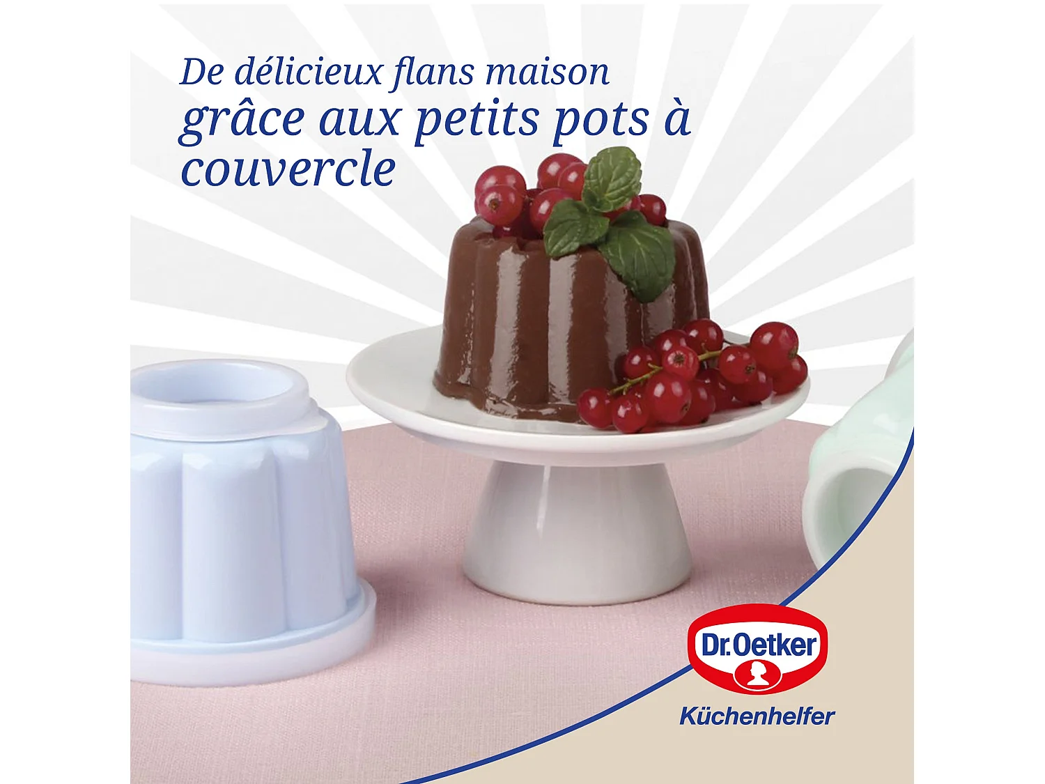 Lot de 6 moules à flans avec couvercle 6,3 x 7,5 cm Dr. Oetker Rétro